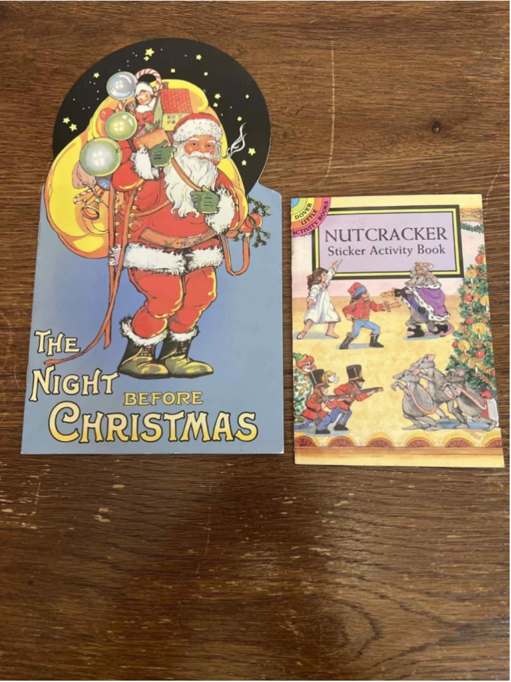 Vintage Holiday Book Lot Night Before Christmas & Nutcracker Sticker Book
